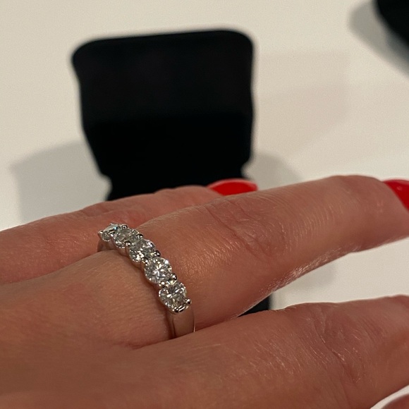 SOLD- Genuine 14k white gold 5 Diamond Band - Picture 3 of 13